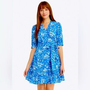 Draper James Women's Wynonna Lined Wrap Dress in Bluebell Shadow Floral Size 4